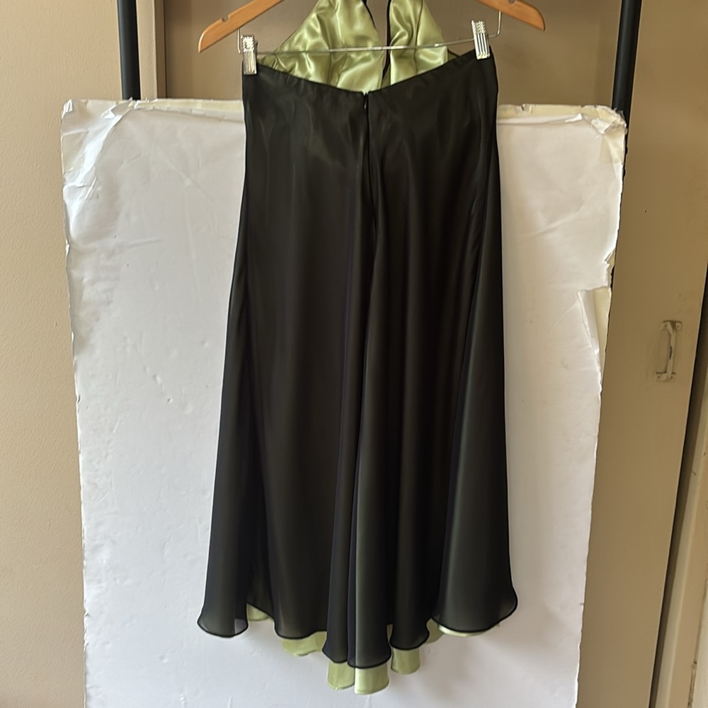 Vintage y2k Halter Dress Black Green Betsey Johnson Whimsy Goth Fairy Mini Bias - Picture 5 of 17